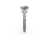 White gold Fancy Green Oval  Cut Milgrain Channel Set Engagement Ring with Solitaire Prong Setting_70