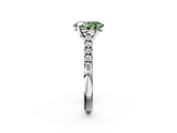 White gold Fancy Green Oval  Cut Pavé Band Solitaire Ring with Four-Prong Setting_22
