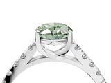 White gold Fancy Green Oval  Cut Pavé Band Solitaire Ring with Four-Prong Setting_25