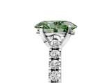 White gold Fancy Green Oval  Cut Pavé Band Solitaire Ring with Four-Prong Setting_30