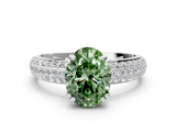 White gold Fancy Green Oval  Cut Pave Diamond Engagement Ring with Channel Set Band and Four-Prong Setting_20