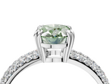 White gold Fancy Green Oval  Cut Pave Diamond Engagement Ring with Channel Set Band and Four-Prong Setting_24