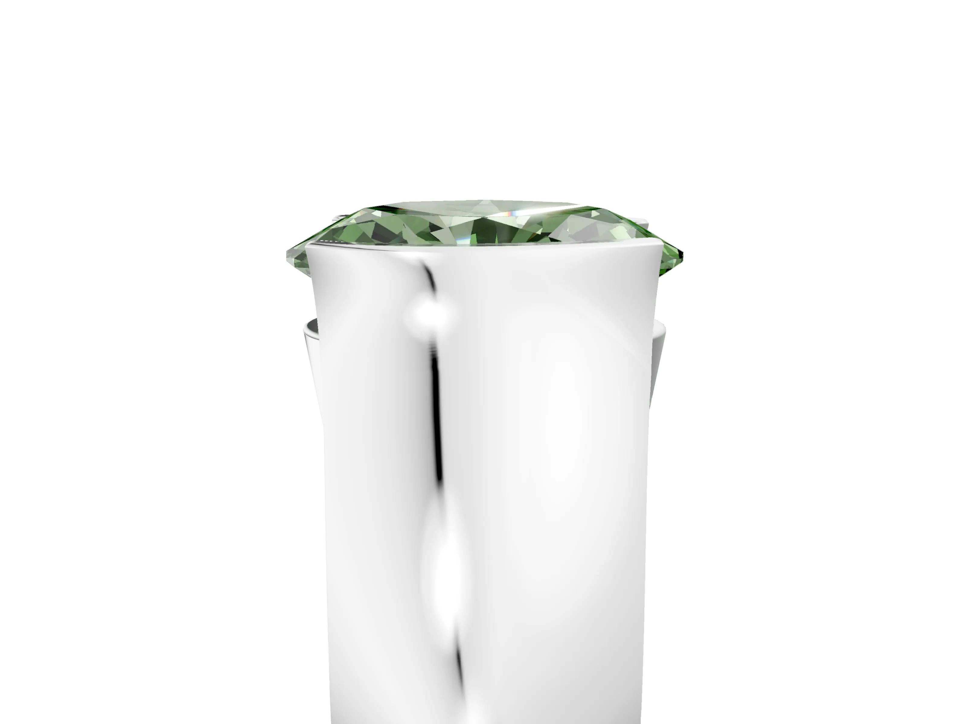White gold Fancy Green Oval Cut Solitaire Bezel Set Diamond Ring with Wide Band_17