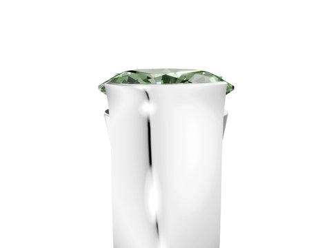 White gold Fancy Green Oval Cut Solitaire Bezel Set Diamond Ring with Wide Band_17