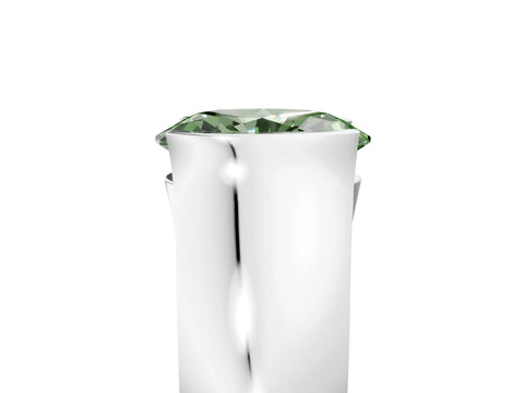 White gold Fancy Green Oval Cut Solitaire Bezel Set Diamond Ring with Wide Band_5