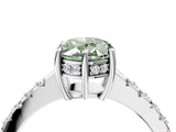 White gold Fancy Green Oval Cut Solitaire Diamond Engagement Ring with Pavé Band and Six-Prong Setting_16