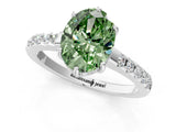 White gold Fancy Green Oval Cut Solitaire Diamond Engagement Ring with Pavé Band and Six-Prong Setting_25