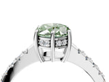 White gold Fancy Green Oval Cut Solitaire Diamond Engagement Ring with Pavé Band and Six-Prong Setting_28