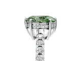 White gold Fancy Green Oval Cut Solitaire Diamond Engagement Ring with Pavé Band and Six-Prong Setting_29