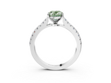 White gold Fancy Green Oval  Cut Solitaire Diamond Engagement Ring with Pave Band and Four-Prong Setting_162
