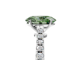White gold Fancy Green Oval  Cut Solitaire Diamond Engagement Ring with Pave Band and Four-Prong Setting_164
