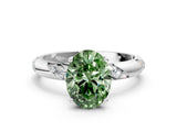 White gold Fancy Green Oval Cut Solitaire Diamond Engagement Ring with Twisted Pave Band and Four-Prong Setting_19