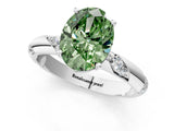 White gold Fancy Green Oval Cut Solitaire Diamond Engagement Ring with Twisted Pave Band and Four-Prong Setting_20