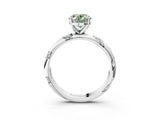 White gold Fancy Green Oval Cut Solitaire Diamond Engagement Ring with Twisted Pave Band and Four-Prong Setting_22