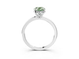 White gold Fancy Green Oval Cut Solitaire Diamond Ring with Prong Setting and Plain Band_3