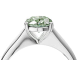White gold Fancy Green Oval Cut Solitaire Diamond Ring with Six-Prong Setting and Classic Band_136