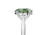 White gold Fancy Green Oval Cut Solitaire Diamond Ring with Six-Prong Setting and Classic Band_221