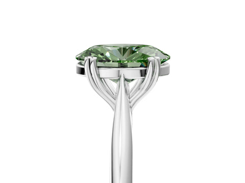 White gold Fancy Green Oval Cut Solitaire Diamond Ring with Six-Prong Setting and Classic Band_5
