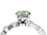 White gold Fancy Green Oval  Cut Solitaire Diamond Twisted Band with Pave Setting_78