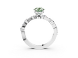 White gold Fancy Green Oval  Cut Solitaire Diamond Twisted Band with Pave Setting_81