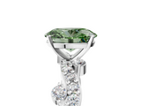 White gold Fancy Green Oval  Cut Solitaire Diamond Twisted Band with Pave Setting_83