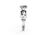White gold Fancy Green Oval  Cut Solitaire Diamond with Side Stones on Criss-Cross Band and Four-Prong Setting_5