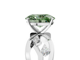White gold Fancy Green Oval  Cut Solitaire Diamond with Side Stones on Criss-Cross Band and Four-Prong Setting_8
