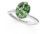 White gold Fancy Green Oval  Cut Solitaire Engagement Ring with Four-Prong Setting and Classic Band_21