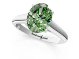 White gold Fancy Green Oval Cut Solitaire Engagement Ring with Tapered Band and Four-Prong Setting_28