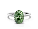 White gold Fancy Green Oval  Cut Solitaire Engagement Ring with Thin Band and Four-Prong Setting_3