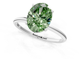 White gold Fancy Green Oval  Cut Solitaire Engagement Ring with Thin Band and Four-Prong Setting_4