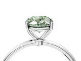 White gold Fancy Green Oval  Cut Solitaire Engagement Ring with Thin Band and Four-Prong Setting_7