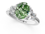 White gold Fancy Green Oval  Cut Solitaire Floral Diamond Ring with Four-Prong Setting_38