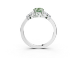 White gold Fancy Green Oval  Cut Solitaire Floral Diamond Ring with Four-Prong Setting_40