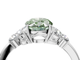 White gold Fancy Green Oval  Cut Solitaire Floral Diamond Ring with Four-Prong Setting_41