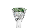 White gold Fancy Green Oval  Cut Solitaire Floral Diamond Ring with Four-Prong Setting_42