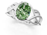 White gold Fancy Green Oval Cut Solitaire Intertwined Band Prong Setting Ring_1