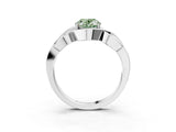 White gold Fancy Green Oval Cut Solitaire Intertwined Band Prong Setting Ring_3