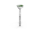 White gold Fancy Green Oval Cut Solitaire Milgrain Engraved Band with Four-Prong Setting_2