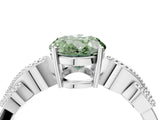 White gold Fancy Green Oval Cut Solitaire Milgrain Leaf Band with Prong Setting_16