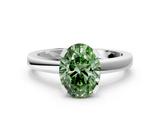 White gold Fancy Green Oval  Cut Solitaire Ring with Four-Prong Setting and Classic Band_86