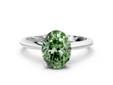 White gold Fancy Green Oval  Cut Solitaire Ring with Four-Prong Setting on a Classic Band_28