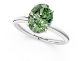 White gold Fancy Green Oval  Cut Solitaire Ring with Thin Band and Four-Prong Setting_17