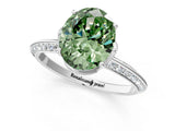 White gold Fancy Green Oval Cut Solitaire Split Shank Pave Diamond Engagement Ring with Four-Prong Setting_25