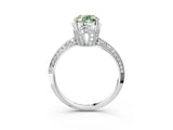 White gold Fancy Green Oval Cut Solitaire Split Shank Pave Diamond Engagement Ring with Four-Prong Setting_27