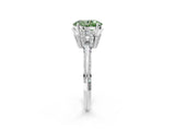 White gold Fancy Green Oval Cut Solitaire Split Shank Pave Diamond Engagement Ring with Four-Prong Setting_2