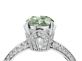 White gold Fancy Green Oval Cut Solitaire Split Shank Pave Diamond Engagement Ring with Four-Prong Setting_52
