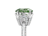 White gold Fancy Green Oval Cut Solitaire Split Shank Pave Diamond Engagement Ring with Four-Prong Setting_5