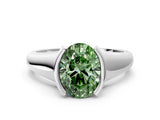 White gold Fancy Green Oval Cut Solitaire Tension Set Diamond Ring with Split Shank Band_12