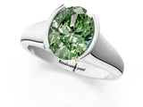 White gold Fancy Green Oval Cut Solitaire Tension Set Diamond Ring with Split Shank Band_13